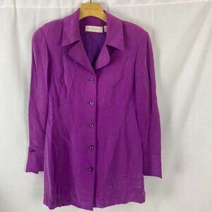 Dana Buchman Purple Longline 100% Silk Blazer Jacket Women's Size 4